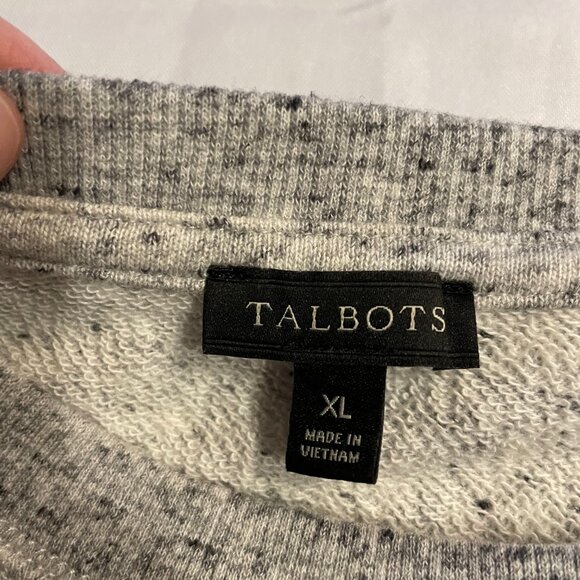 Talbots XL Merci French Yellow Boucle Heather Gray Sweatshirt long sleeve - Picture 8 of 8